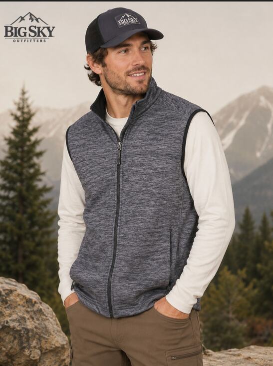 Big Sky Other - Big Sky Outfitters Men's Grey Front Zip Vest L Gorpcore Utility Outdoors Hike